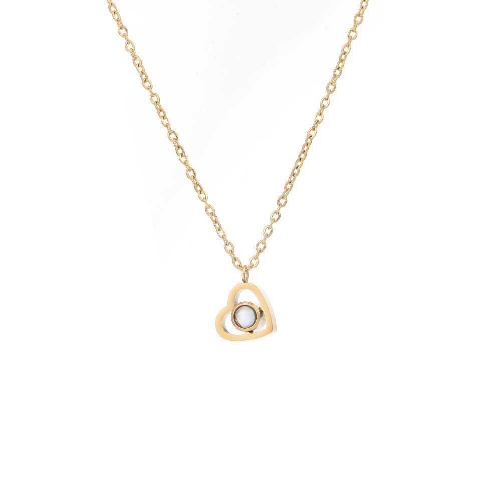 【私人定制】不锈钢正爱心投影照片项链宝石情侣彩色照片定制项链