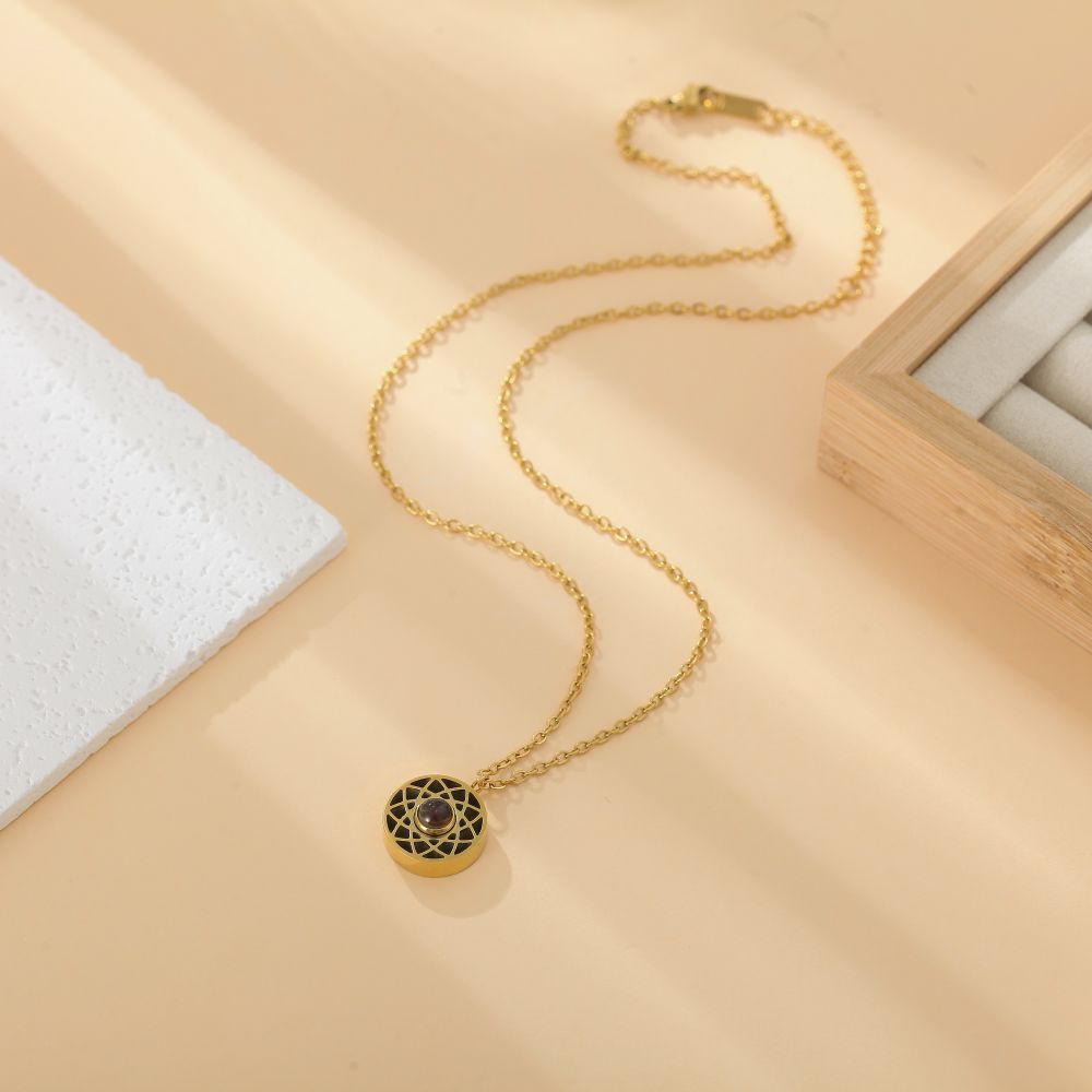 【私人定制】不锈钢太阳投影照片项链 情侣彩色照片定制项链宝石