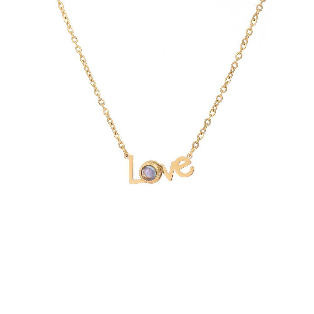 【私人定制】不锈钢LOVE投影照片项链 情侣彩色照片定制项链