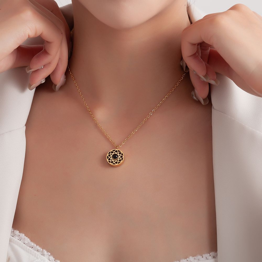 【私人定制】不锈钢太阳投影照片项链 情侣彩色照片定制项链宝石