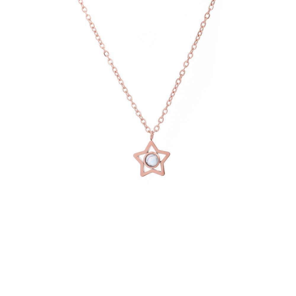 【私人定制】不锈钢五角星投影照片项链 情侣款彩色照片定制项链