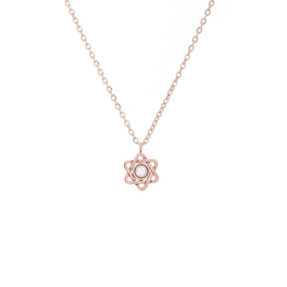 【私人定制】不锈钢六芒星投影照片项链宝石情侣彩色照片定制手链