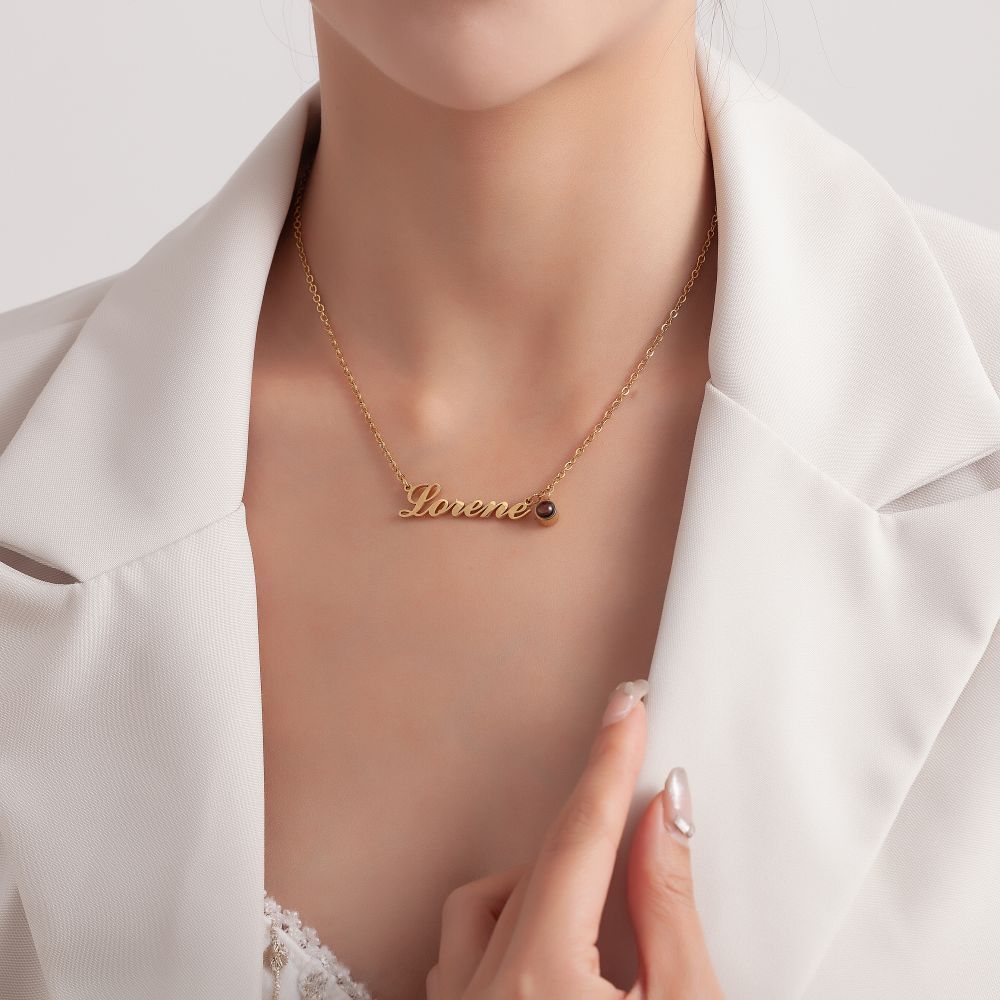 【私人定制】不锈名字+投影照片项链 DIY 彩色照片定制项链宝石