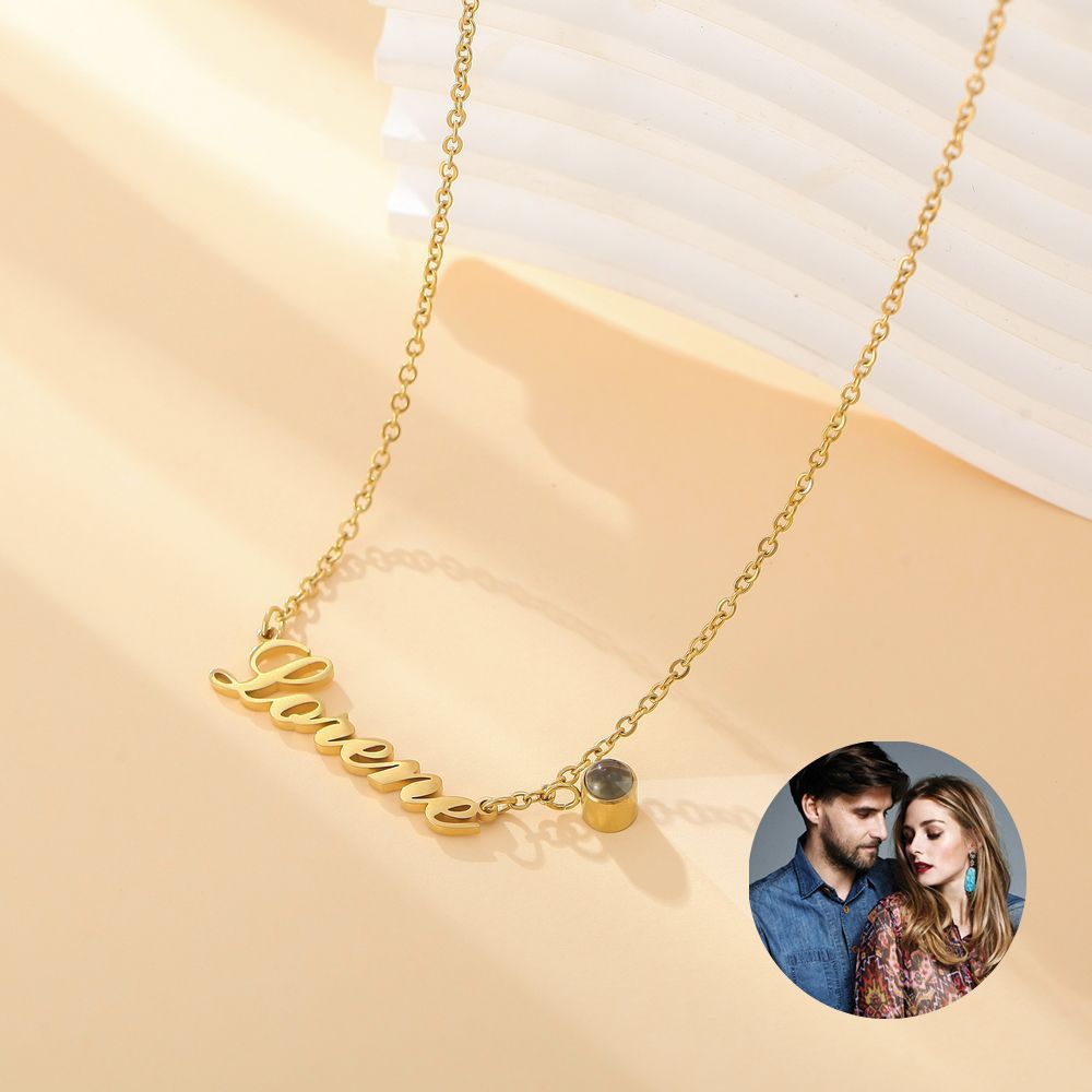 【私人定制】不锈名字+投影照片项链 DIY 彩色照片定制项链宝石