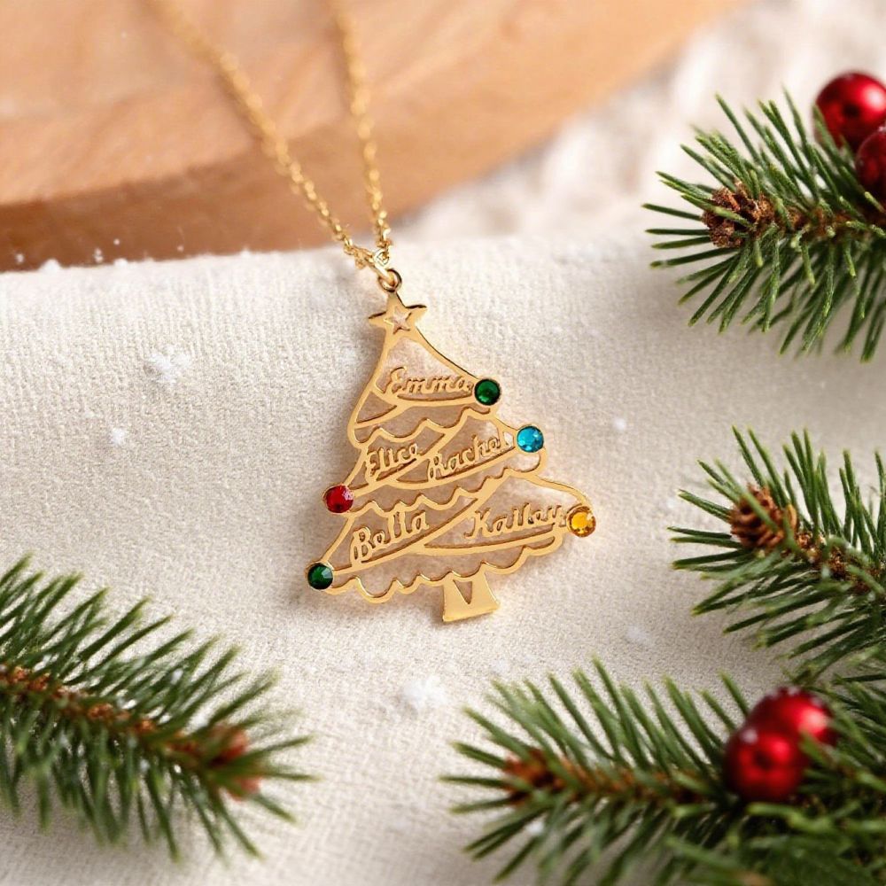 跨境热销不锈钢字母项链自定义圣诞节礼物名称项链生辰石吊坠项链