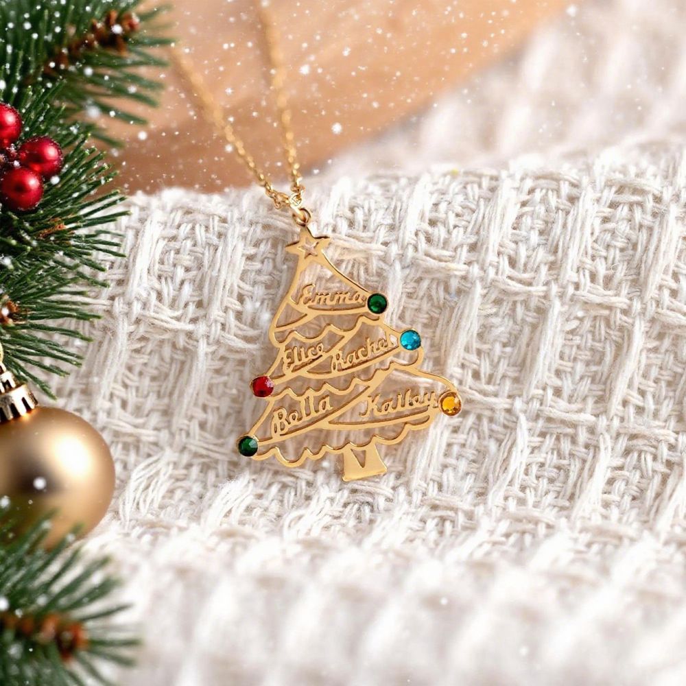 跨境热销不锈钢字母项链自定义圣诞节礼物名称项链生辰石吊坠项链