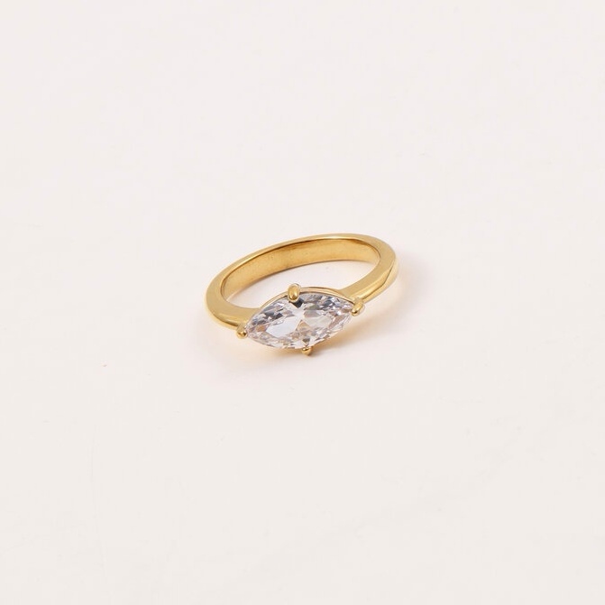 IVIAPRO Jewelry Tarnish Free Waterproof 18K Gold Plated Chunky Horse Eye Big Zircon Stainless Steel Rings for Women Dainty Rings