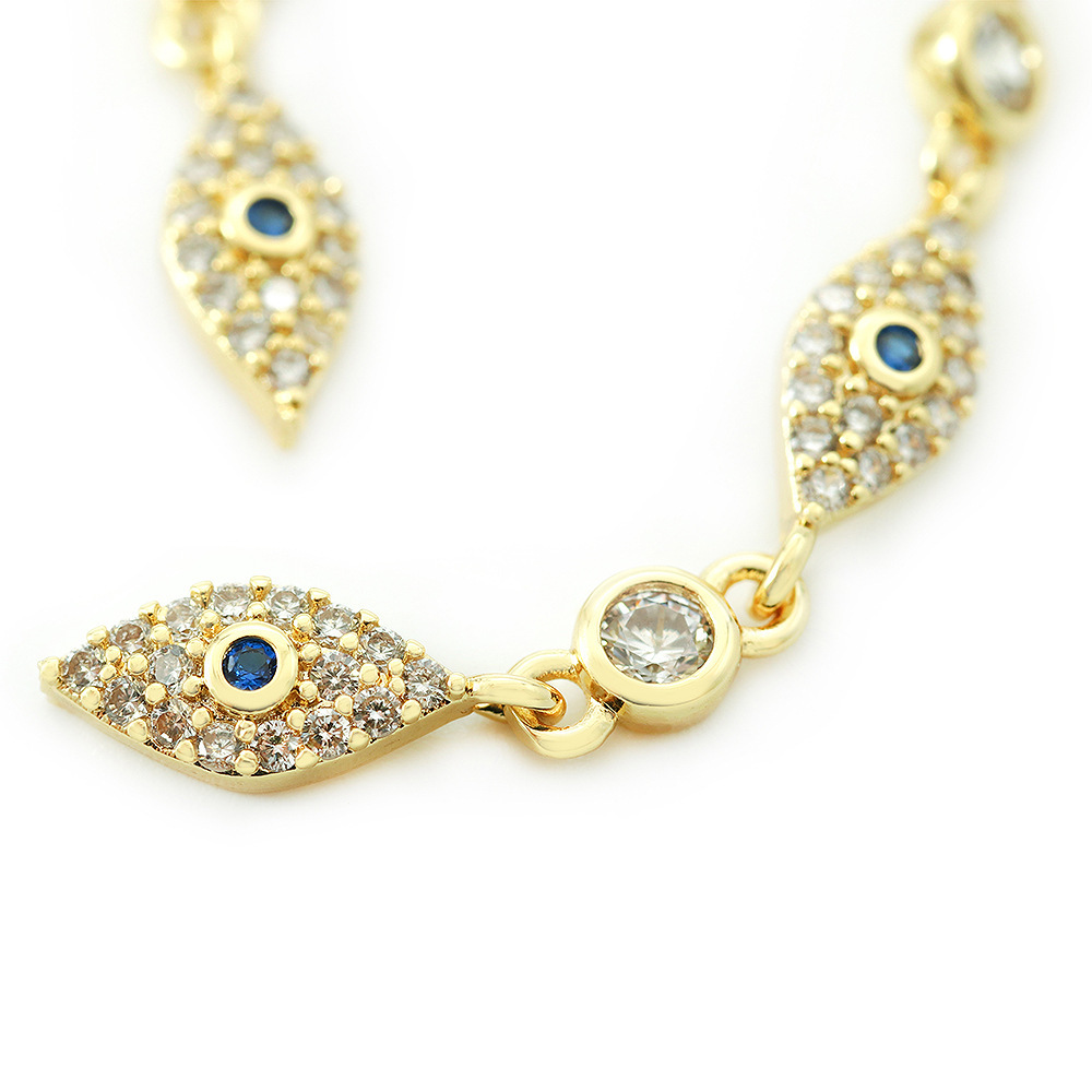 IVIAPRO Fashion Jewelry Elegant Brass with 18K Gold Plated Cubic Zircon Evil Eye Shaped Tassel Earrings for Women