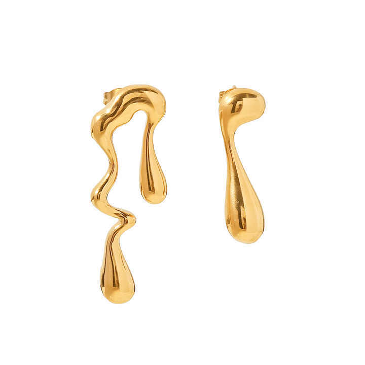New Arrival Trendy High End 18K PVD Gold Plated Irregular Geometric Stud Earrings Stainless Steel Jewelry Wholesale