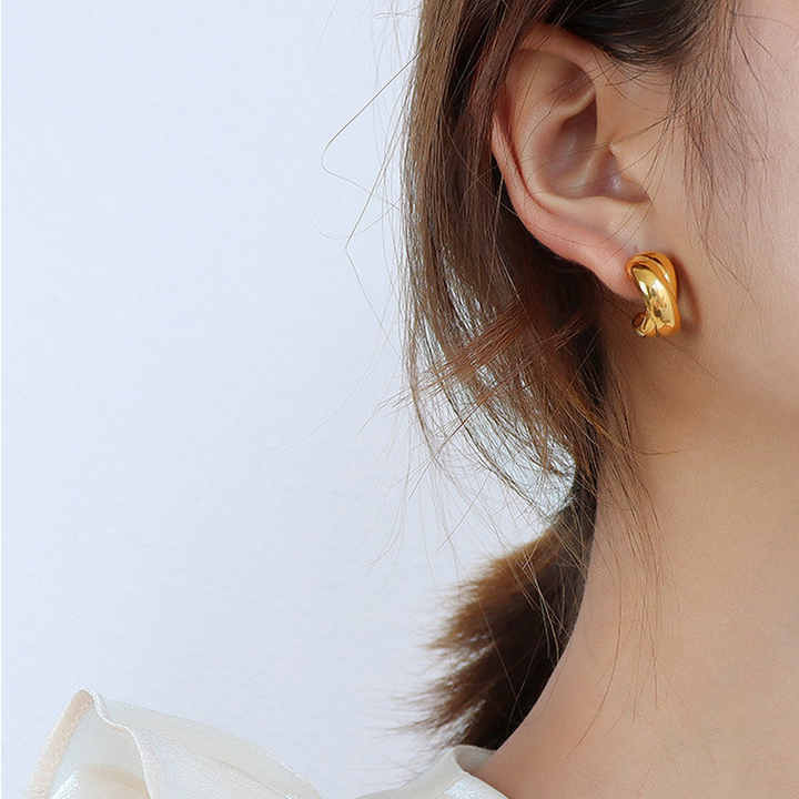 New Arrival 18K Gold Plated Stainless Steel Jewelry Non Tarnish Chunky Hoop Huggie Earrings for Girls Women