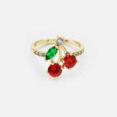 IVIAPRO Jewelry Wholesale Brass with 18K Gold Plated Cubic Zircon Cherry Rings