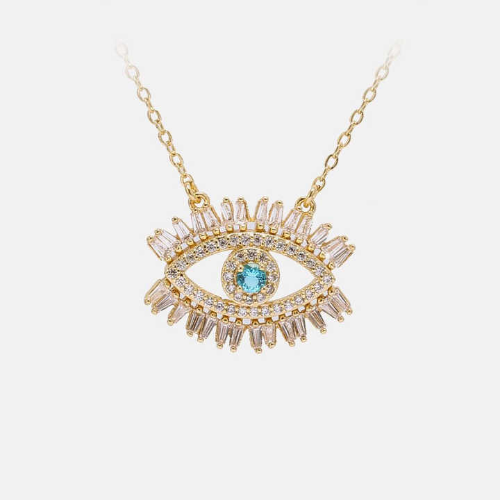 IVIAPRO Fashion Jewelry Hot Sale Brass with 18K Gold Plated Cubic Zircon Evil Eye Pendant Necklace for Gift