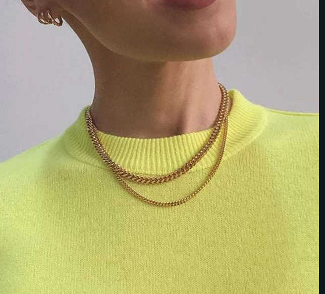 IVIAPRO Fashion Jewelry Wholesale 18K Gold Plated Cuban Chain Necklace Stainless Steel Choker Necklace