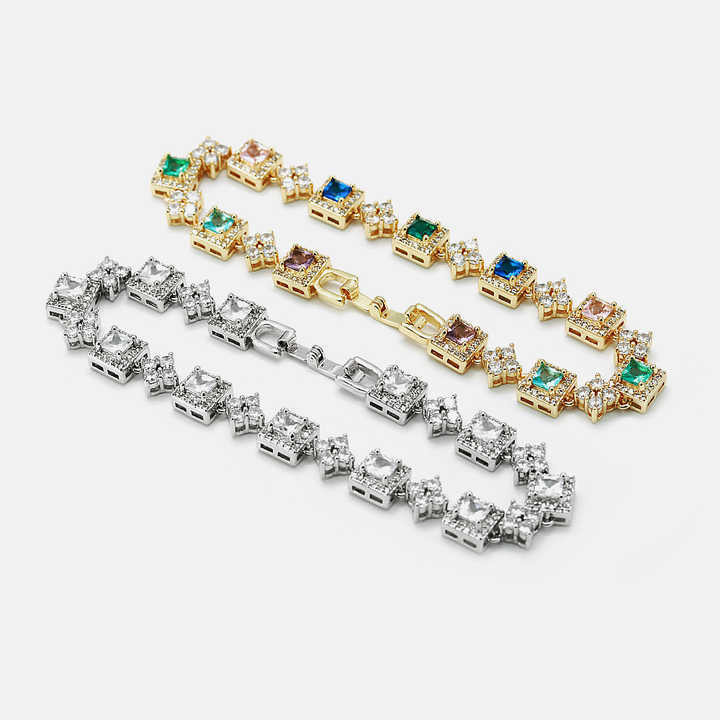 VIAPRO Wholesale Beautiful Bracelets Brass Mix Color 18K Gold Plated Women Fashion Bracelets