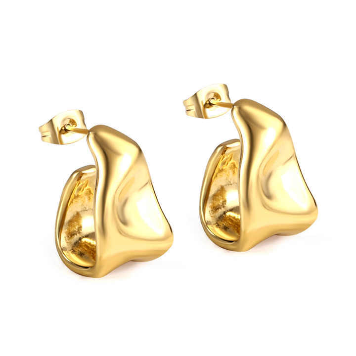 Trendy Jewelry Stainless Steel French Style New Design Metal Special Geometric Hoop Earrings for Women