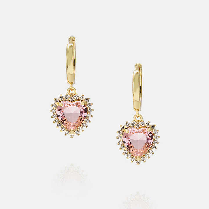 IVIAPRO Fashion Jewelry 18K Gold Plated Lovely Colorful Heart Hoop Earrings for Women