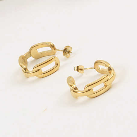 IVIAPRO High Quality Stainless Steel Fashion Jewelry 18K Gold Plated Link Chain Shaped Geometric Hoop Earrings for Women