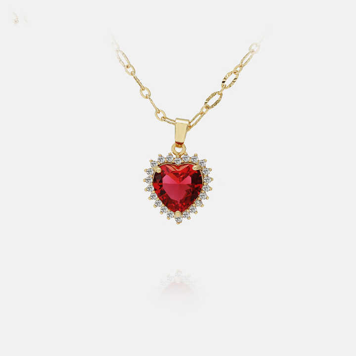 IVIAPRO Fashion Jewelry 18K Gold Plated Colorful Heart Pendant CZ Necklace for Women