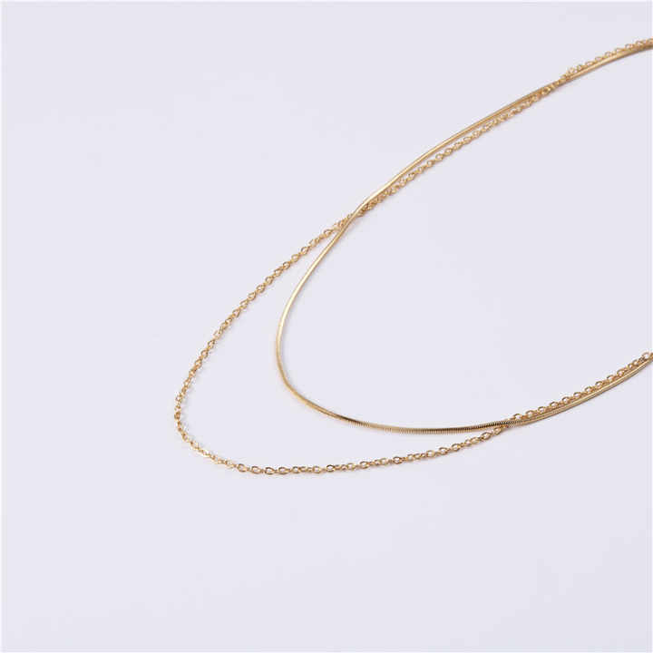 Fashion Jewelry Personalized Gold Plated Stainless Steel Double Layers Choker Necklace