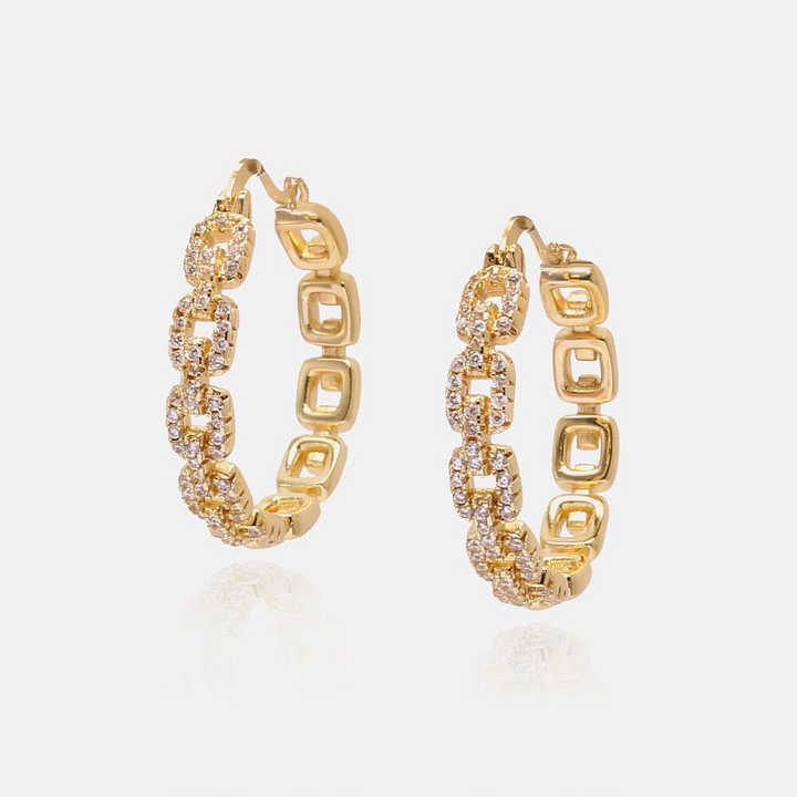 IVIAPRO Fashion Jewelry Wholesale 18K Gold Plated Wedding Party CZ Hoop Earings for Women