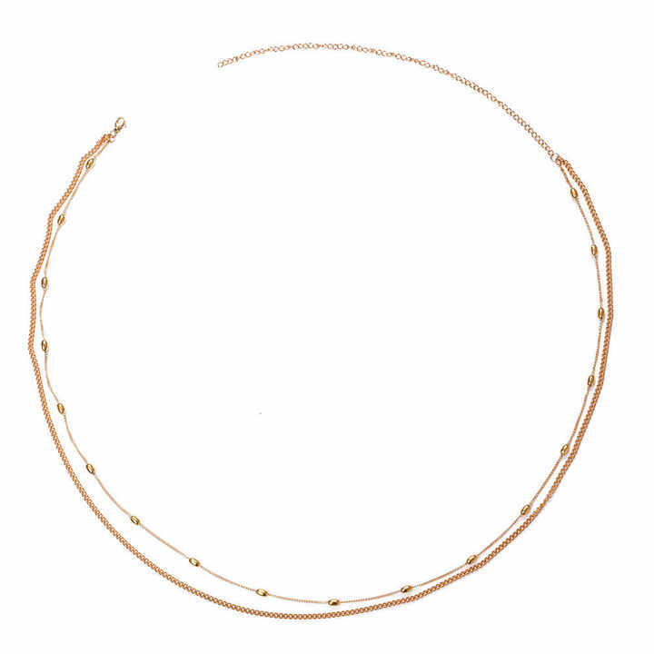 Hot Selling Stainless Steel 18K Gold Plated Waist Chain Body Jewelry Simple Link Chain Two Layers Sexy Belly Chain for Women