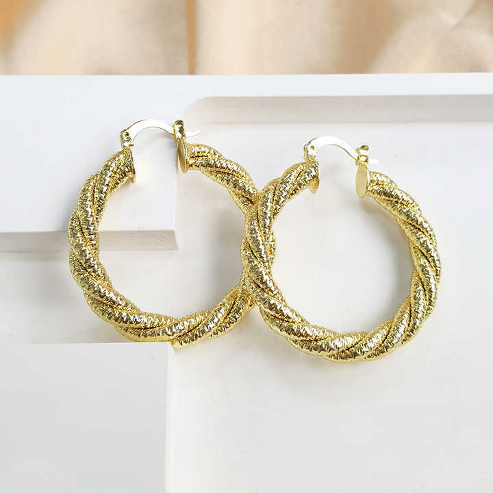 IVIAPRO New Trends Fashion Jewelry Earrings Gifts Hypoallergenic Lightweight 14K Gold Plated Chunky Twist Women Hoop Earrings