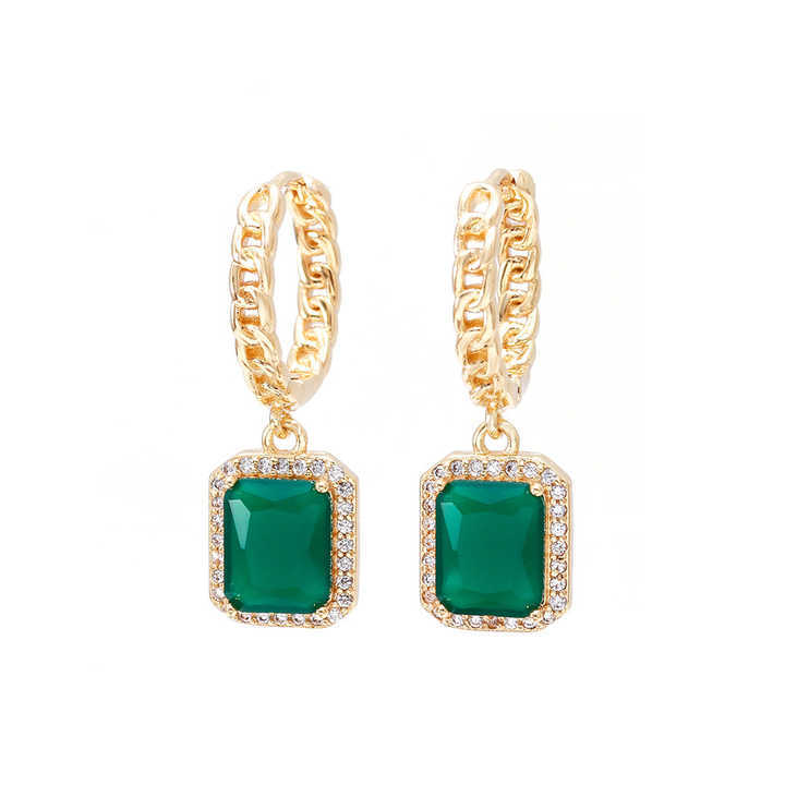 IVIAPRO Jewelry New Arrival 18K Gold Plated Rectangle Pendant Cubic Zircon Hoop Earrings for Women