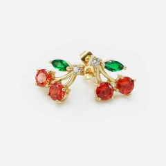 IVIAPRO Jewelry Cubic Zircon Cherry Stud Earrings for Girls Wholesale On Sale 50% Off