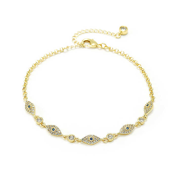 IVIAPRO Fashion Jewelry Brass with 18K Gold Plated Cubic Zircon Evil Eye Necklace for Women