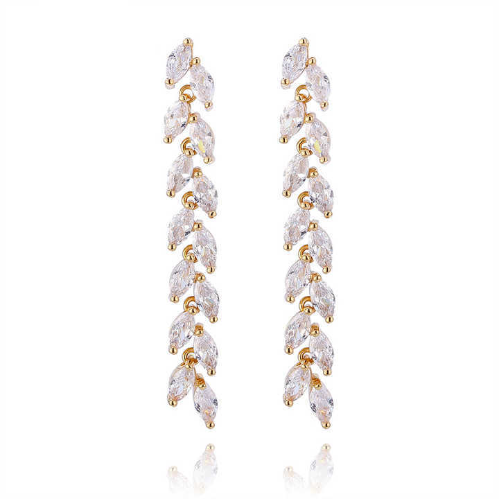 IVIAPRO JEWELRY New Arrival Brass 18K Gold Plated Cubic Zircon Tassel Earrings for Women