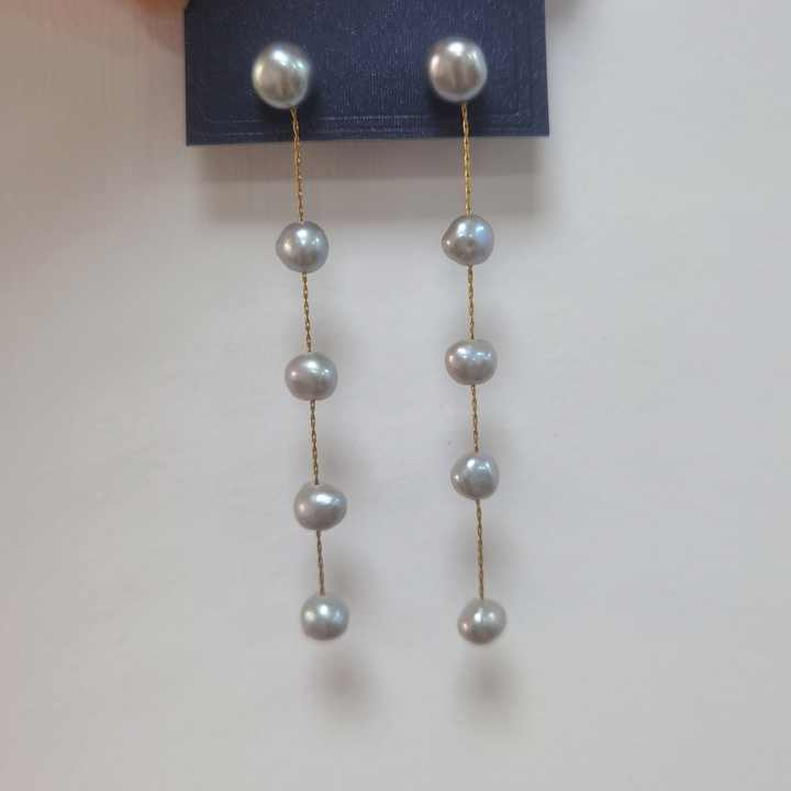 IVIAPRO Jewelry Freshwater Pearl Long Earring Stainless Steel 18K Gold Plated Gray Baroque Pearl Tassel Earrings for Women