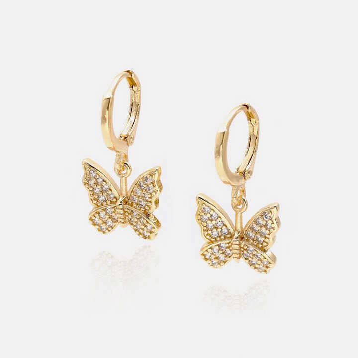 IVIAPRO Jewelry Wholesale Cubic Zircon Butterfly Hoop Earrings