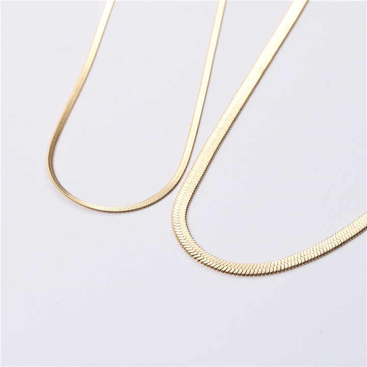 New Arrival Fashion Jewelry Tarnish Free Stainless Steel 18K Gold Plated Plain Snake Chain Choker Necklace