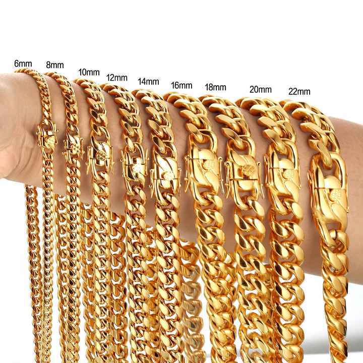 IVIAPRO Fashion Jewelry Wholesale 18K Gold Plated Tarnish Free Stainless Steel Cuban Chain Necklace for Women and Men