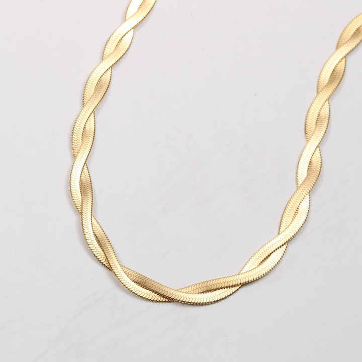 IVIAPRO Jewelry Hot Selling Fashion Elegant Stainless Steel Jewelry 18K Gold Plated Snake Chain Knot Choker Necklace for Women