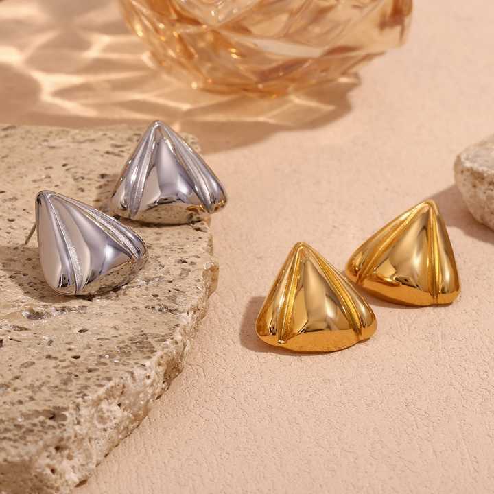 New Arrival Geometric Earrings Stainless Steel Jewelry 18K Gold Plated Triangle Stud Earring for Women