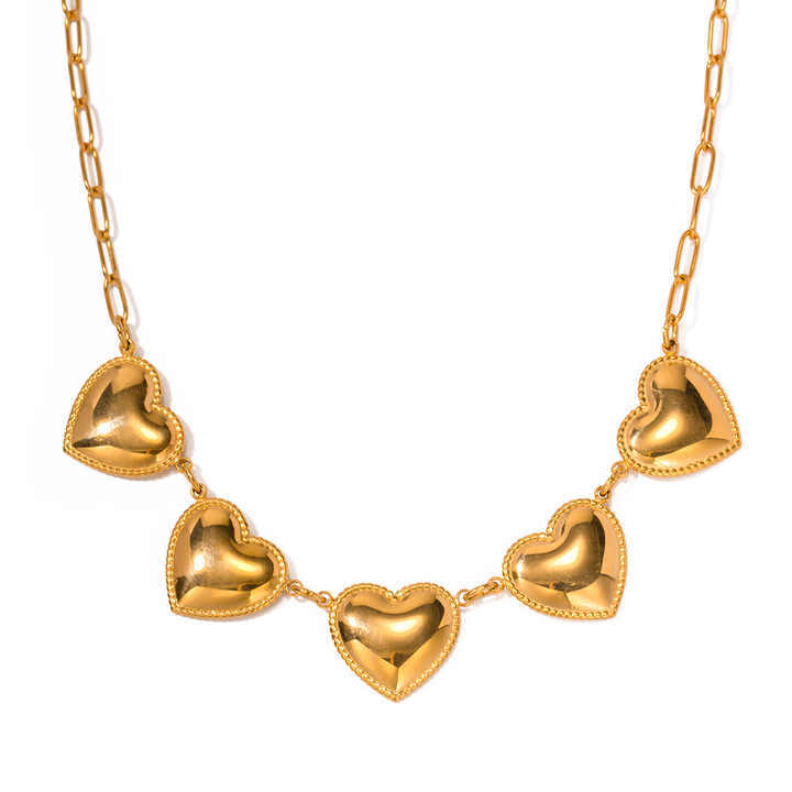 IVIAPRO New Trendy PVD 18K Gold Plated Tarnish Free Heart Pendant Necklace Stainless Steel Jewelry Wholesale