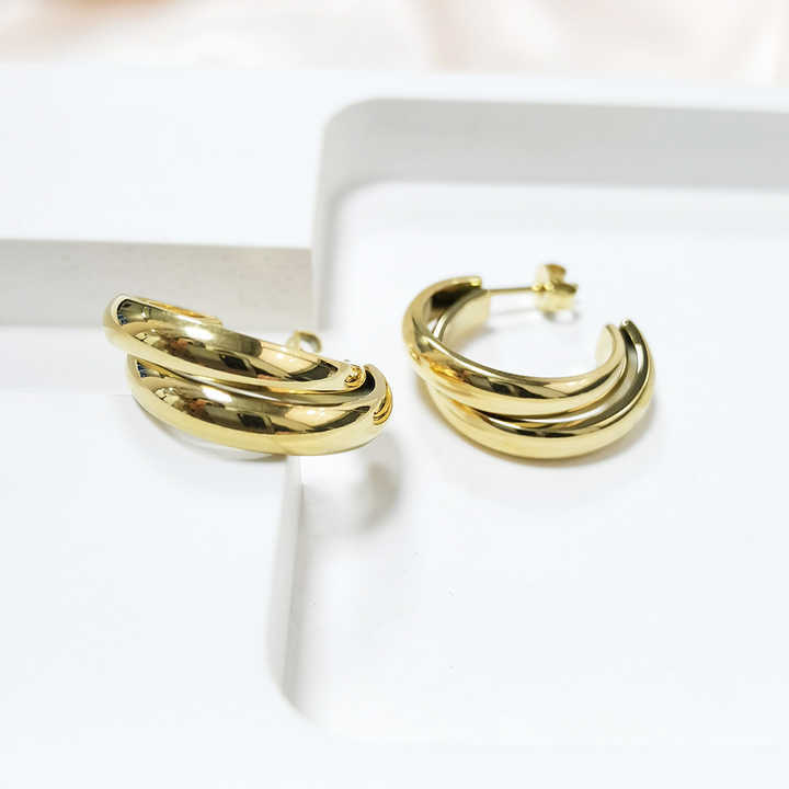 IVIAPRO New Arrival PVD 18K Gold Plated Classic Hoop Earrings Trendy Stainless Steel Earrings for Women