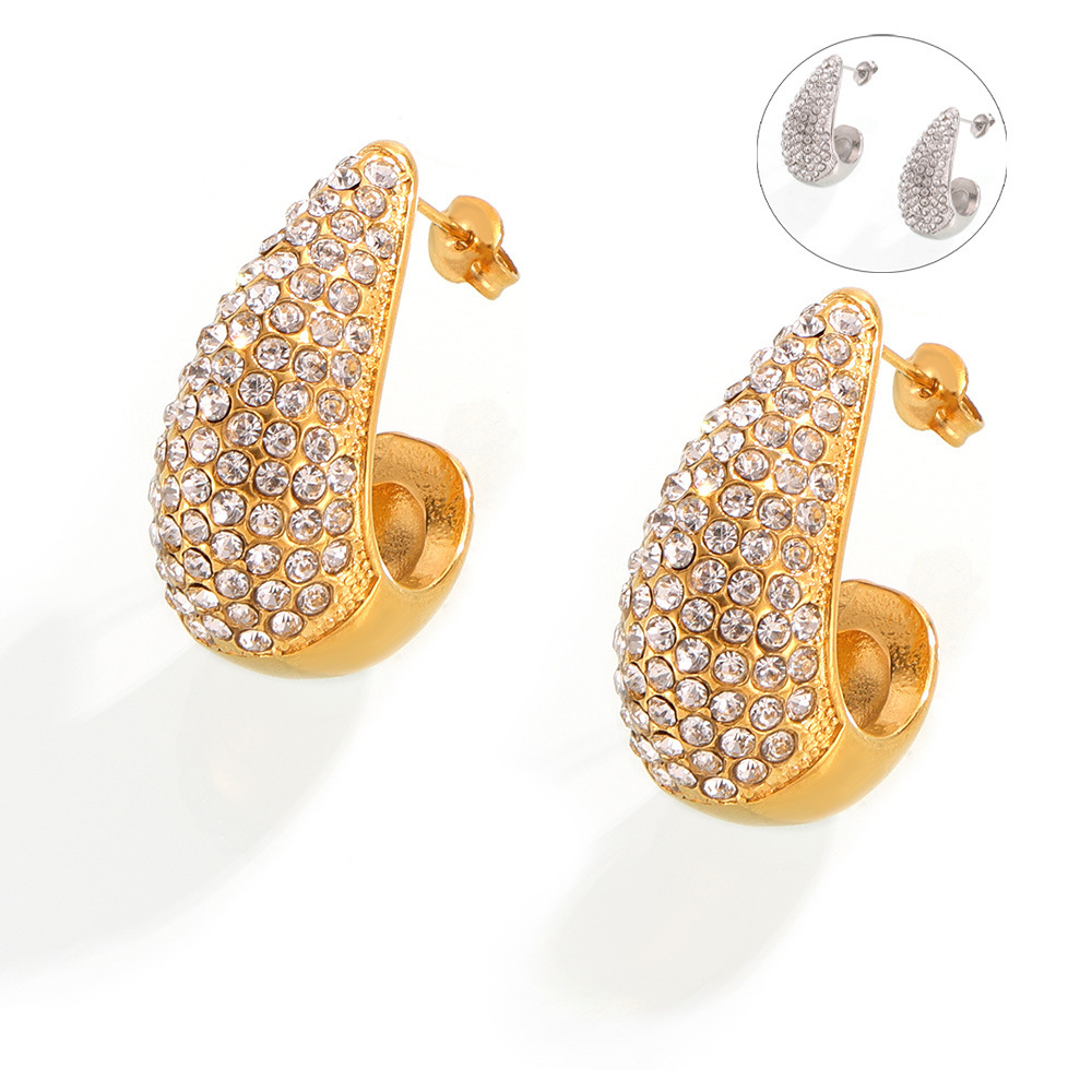 IVIAPRO Jewelry Ins Hot Elegant 18K Gold Plated Tarnish Free Chunky CZ Water Drop Pace Stud Earrings for Women Gift