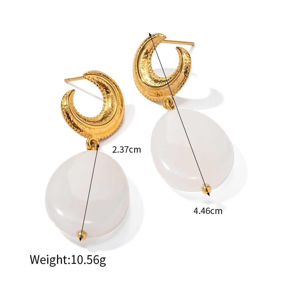 Fashion Jewelry Crystal Stone Drop Earring Irregular Moon Stud Earrings 18k Gold Plated Stainless Steel Earrings Jewelry