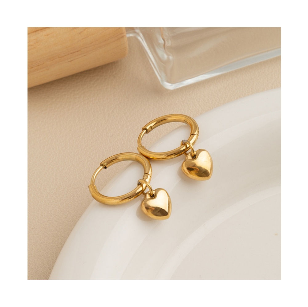 New Trendy Jewelry Wholesale 18K Gold Plated Dainty Stainless Steel Heart Hoop Earrings for Women