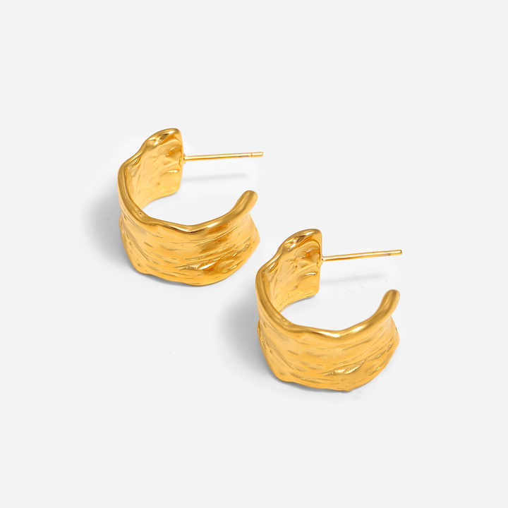 IVIAPRO Jewelry New Arrival Stainless Steel 18K PVD Gold Plated Texture Chunky Earrings Tarnish Free & Waterproof Jewelry