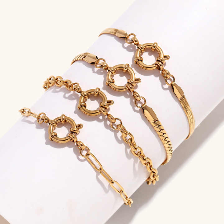 INS Hot 18K Gold Plated Stainless Steel Paper Clip Chain Snake Chain Bracelet for Women Waterproof Hypoallergenic Bracelets