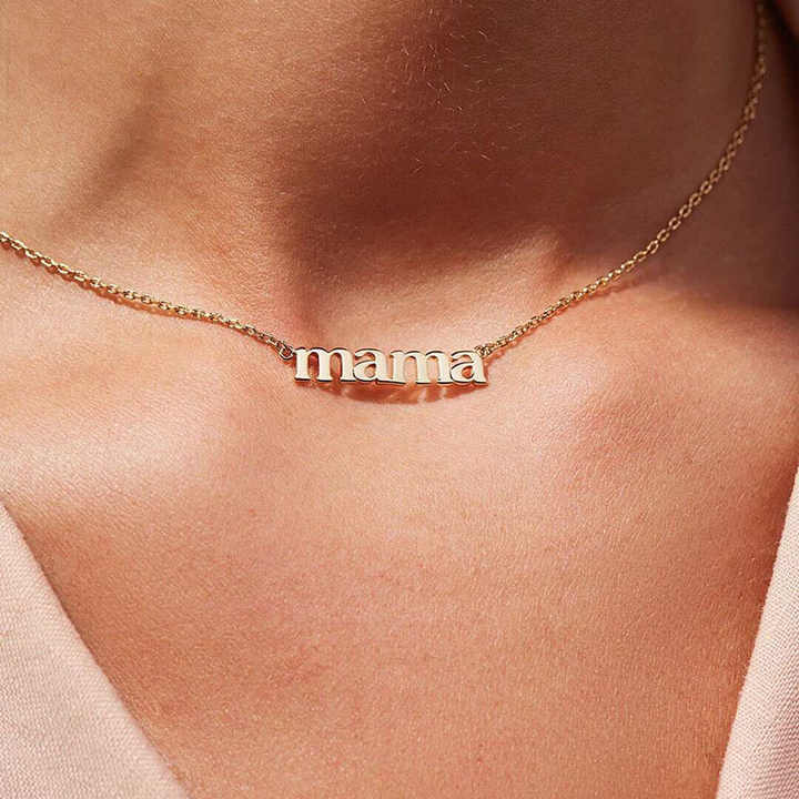 Fashion Jewelry Tarnish Free and Water Resistant Stainless Steel 18K Gold Plated Mama Pendant Necklace for Mother