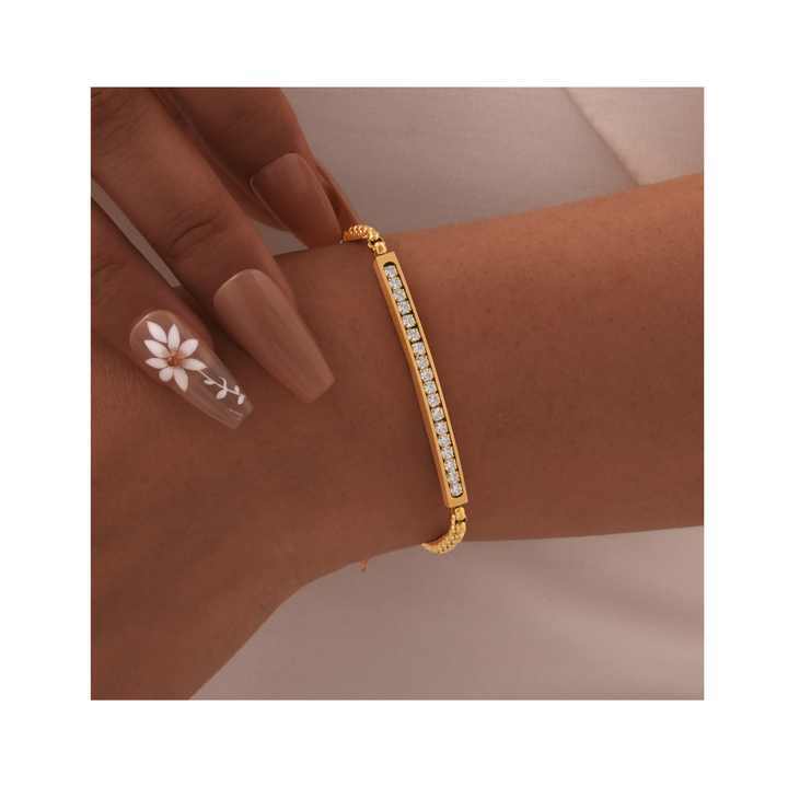 Hot Selling Fashion Jewelry 18K Gold Plated Tarnish Free Stainless Steel Cubic Zircon Chain Bracelet for Women