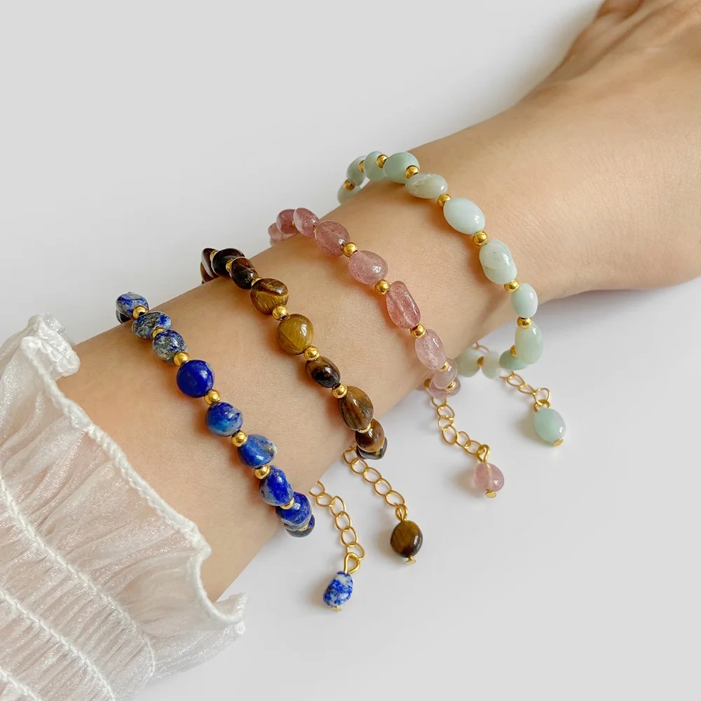 Natural Tiger Eye Stone Bracelet Women Beads Bracelet Irregular Chip Gravel Stone Bracelets Healing Men Yoga Jewelry Party