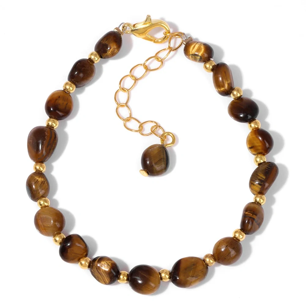 Natural Tiger Eye Stone Bracelet Women Beads Bracelet Irregular Chip Gravel Stone Bracelets Healing Men Yoga Jewelry Party