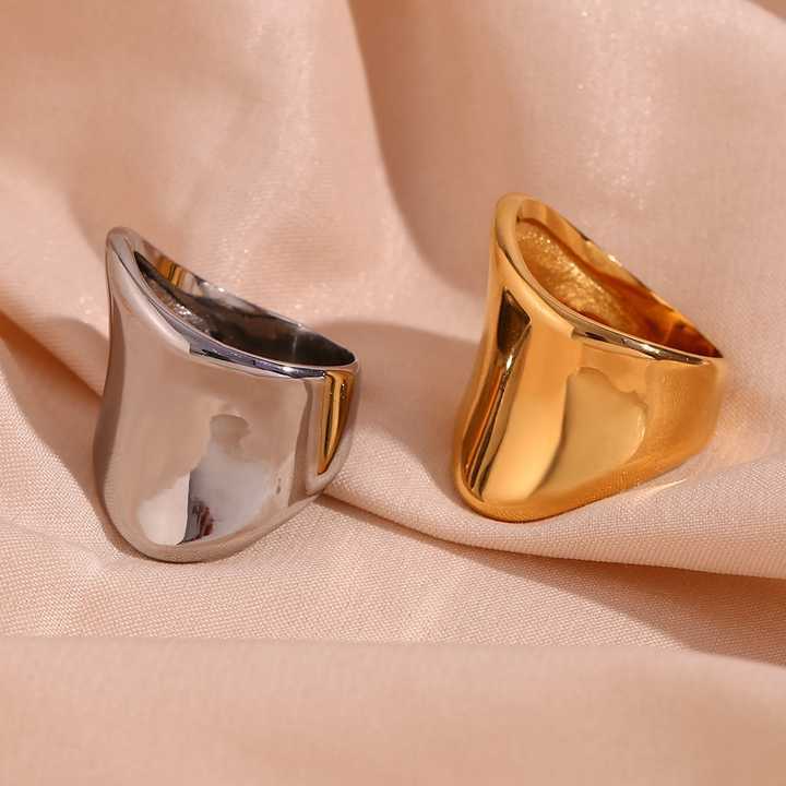 Fashion Jewelry Personalized Ring 18k Gold Plated Stainless Steel Waterproof Irregular Geometric Rings for Women