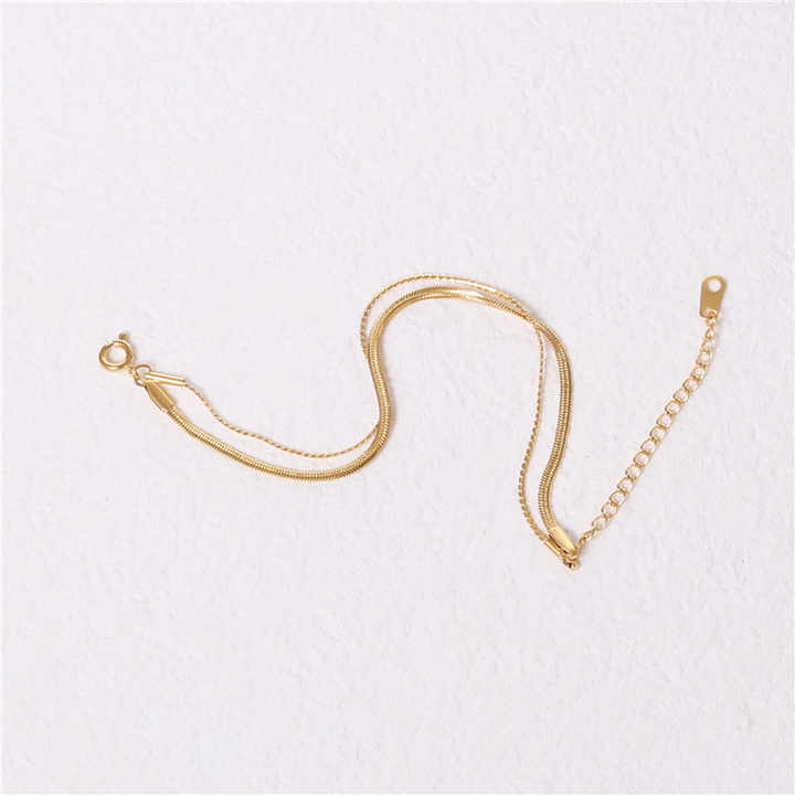 New Arrival High End 18k Gold Plated Stainless Steel Double Layers Chain Bracelet for Women Tarnish Free Jewelry Wholesale