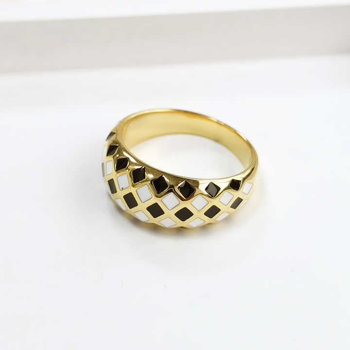 IVIAPRO Jewelry Tarnish Free & Water Resistant 18K Gold Plated Enamel Stainless Steel Rings for Women